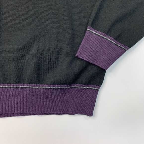 Clotherie Phoenix Wool Sweater Mens L Large Black/Purple V Neck Italian Merino - Picture 6 of 11